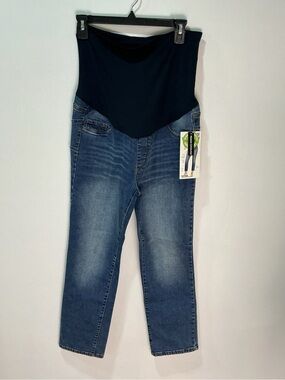 Maternity Navy Cotton Blend Straight Leg Jeans - Women's